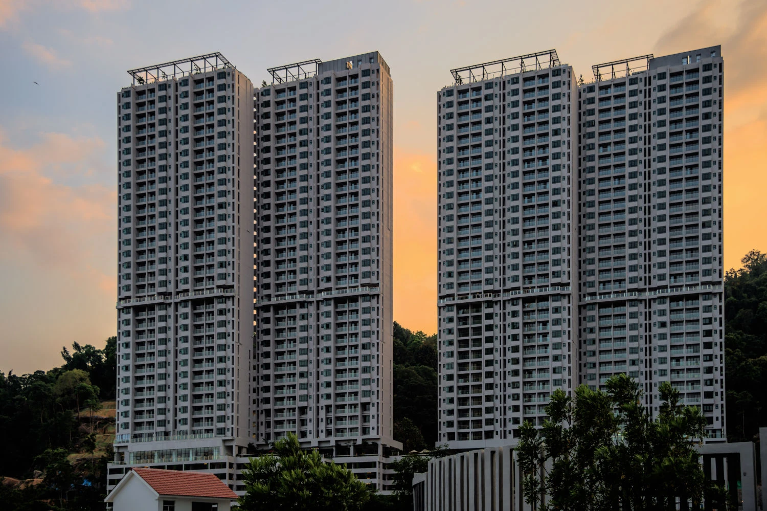 Mont Residence completed twin-tower exterior.