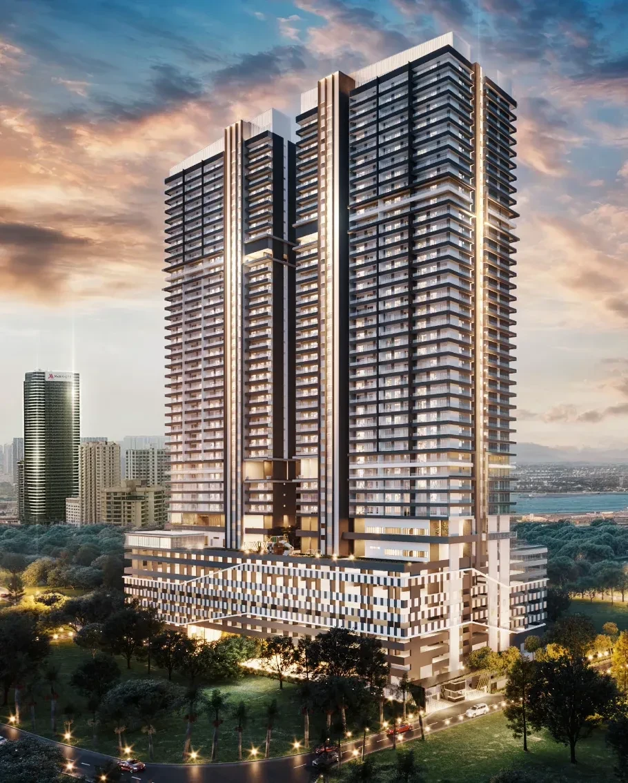 Artist impression of the two Lumina Residence towers and podium.