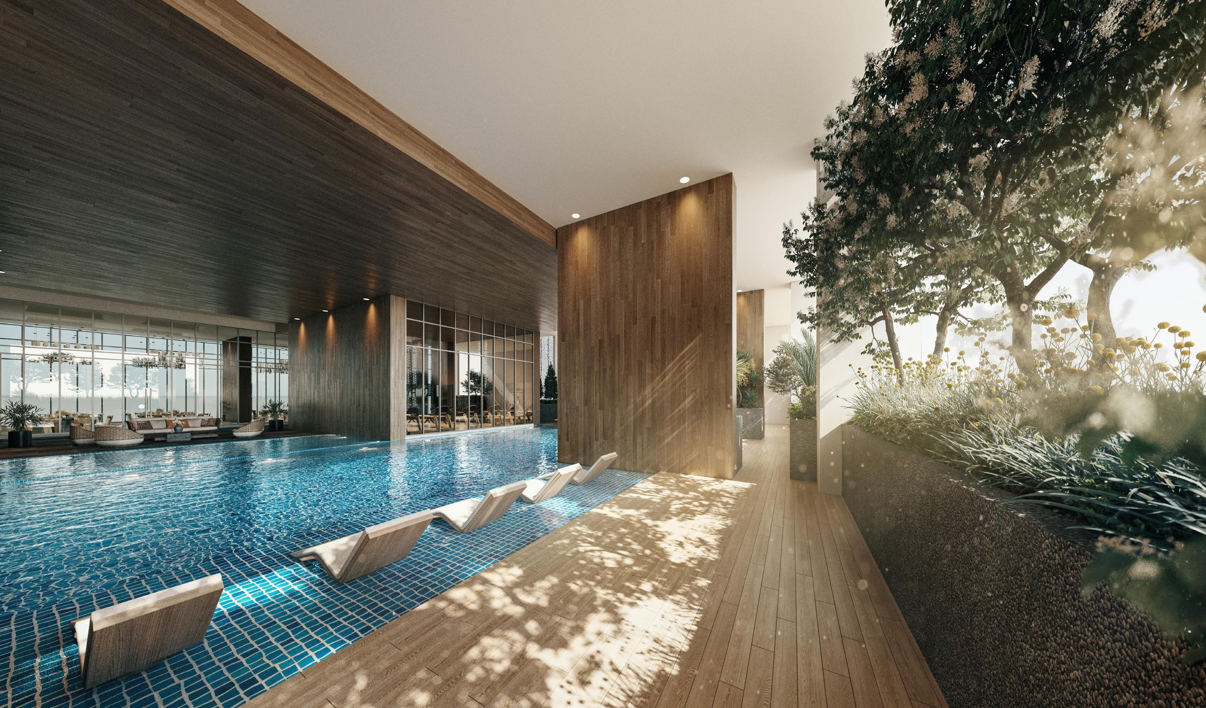 Sky Oasis pool deck and landscaped edge; artist impression.