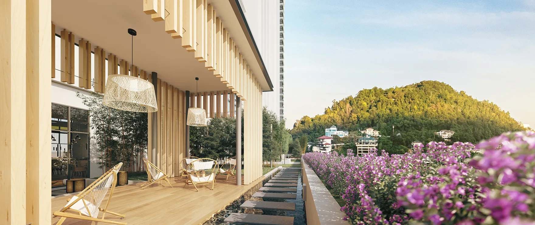 Level 8 landscaped leisure deck artist impression.